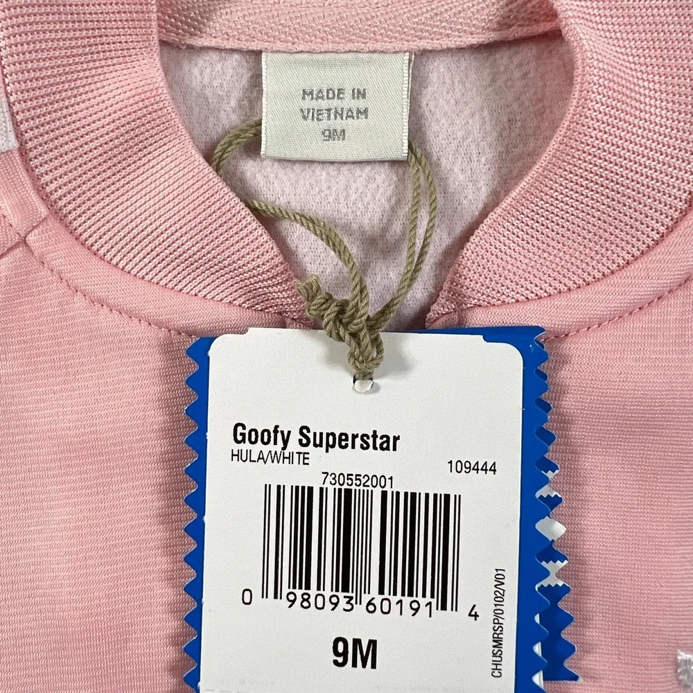 Adidas Goofy Superstar Tracksuit Kids 9M Pink Disney Zip Jacket Pants‎ Vintage
